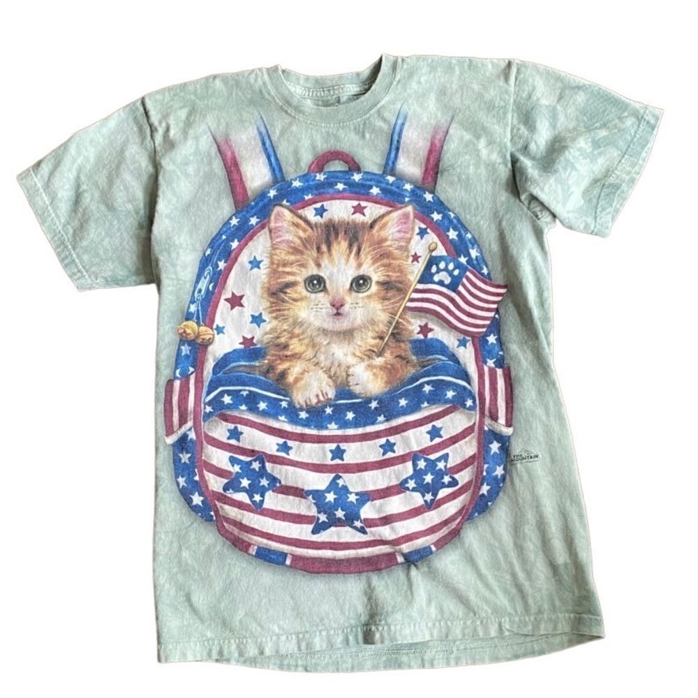 The Mountain Kitten Patriotic Backpack Green Tie Dye T Shirt Medium